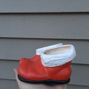 Vintage Santa boots candleholders ceramic